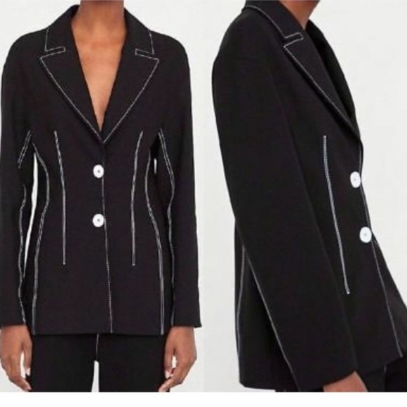 New! Zara XS blazer with contrast stitching. - Picture 11 of 13